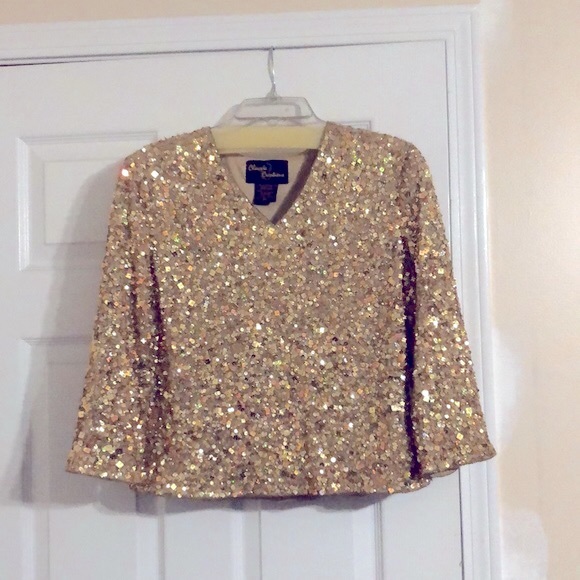 Vintage Gold Sequins top - Picture 3 of 12
